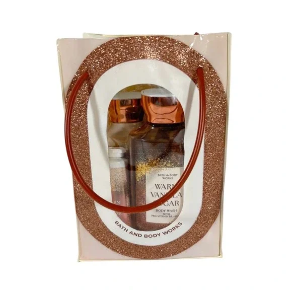 Bath and Body Works WARM VANILLA SUGAR 4 Piece Set With Gift Bag‎ NEW - Picture 2 of 6